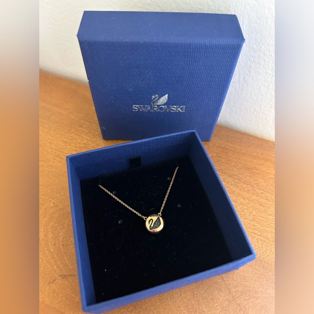 Swarovski rose gold swan necklace